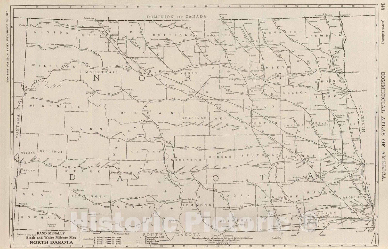 Historic Map : National Atlas - 1924 North Dakota. - Vintage Wall Art