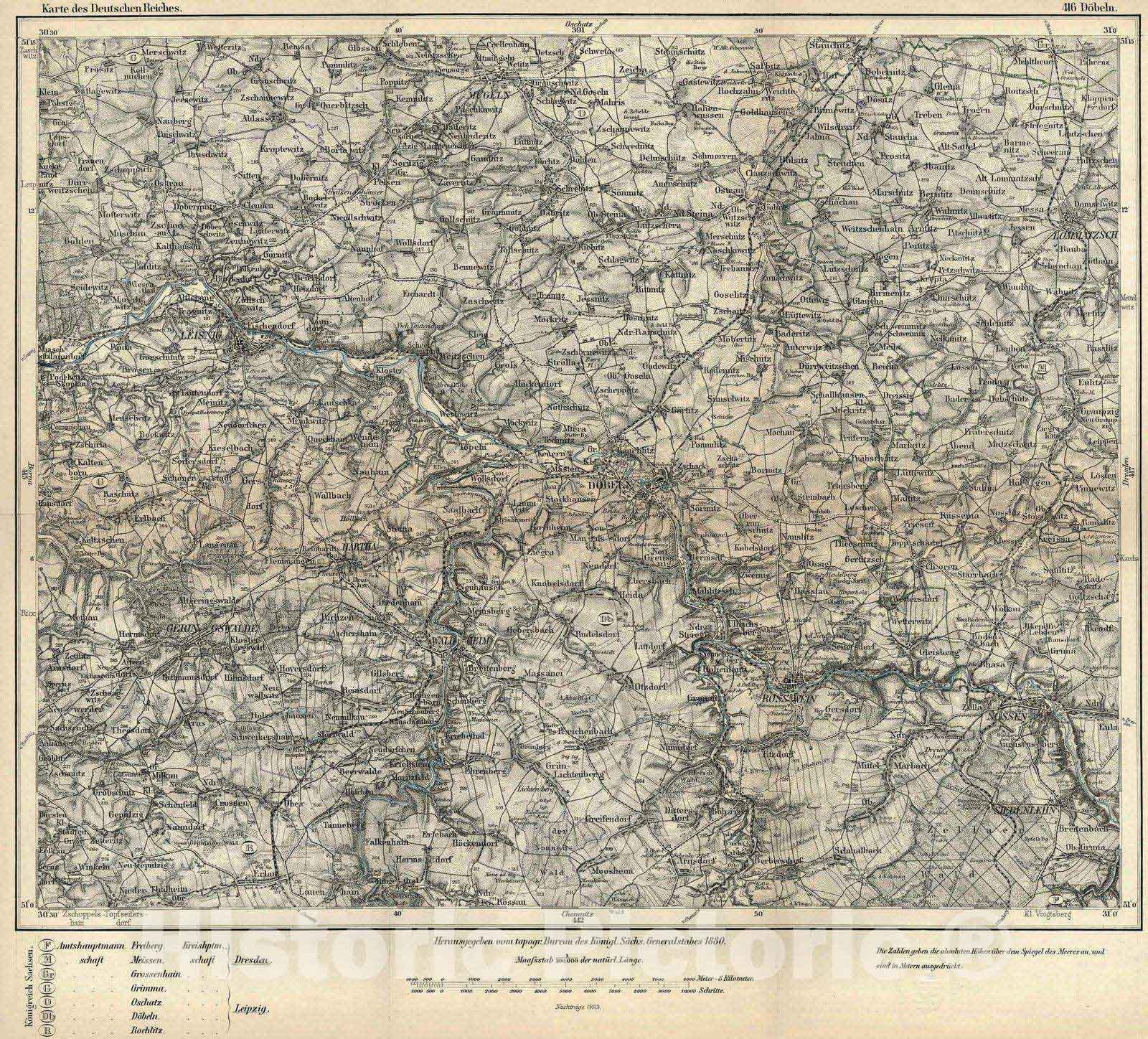 Historic Map : National Atlas - 1893 Composite: 416. Dobeln. - Vintage Wall Art