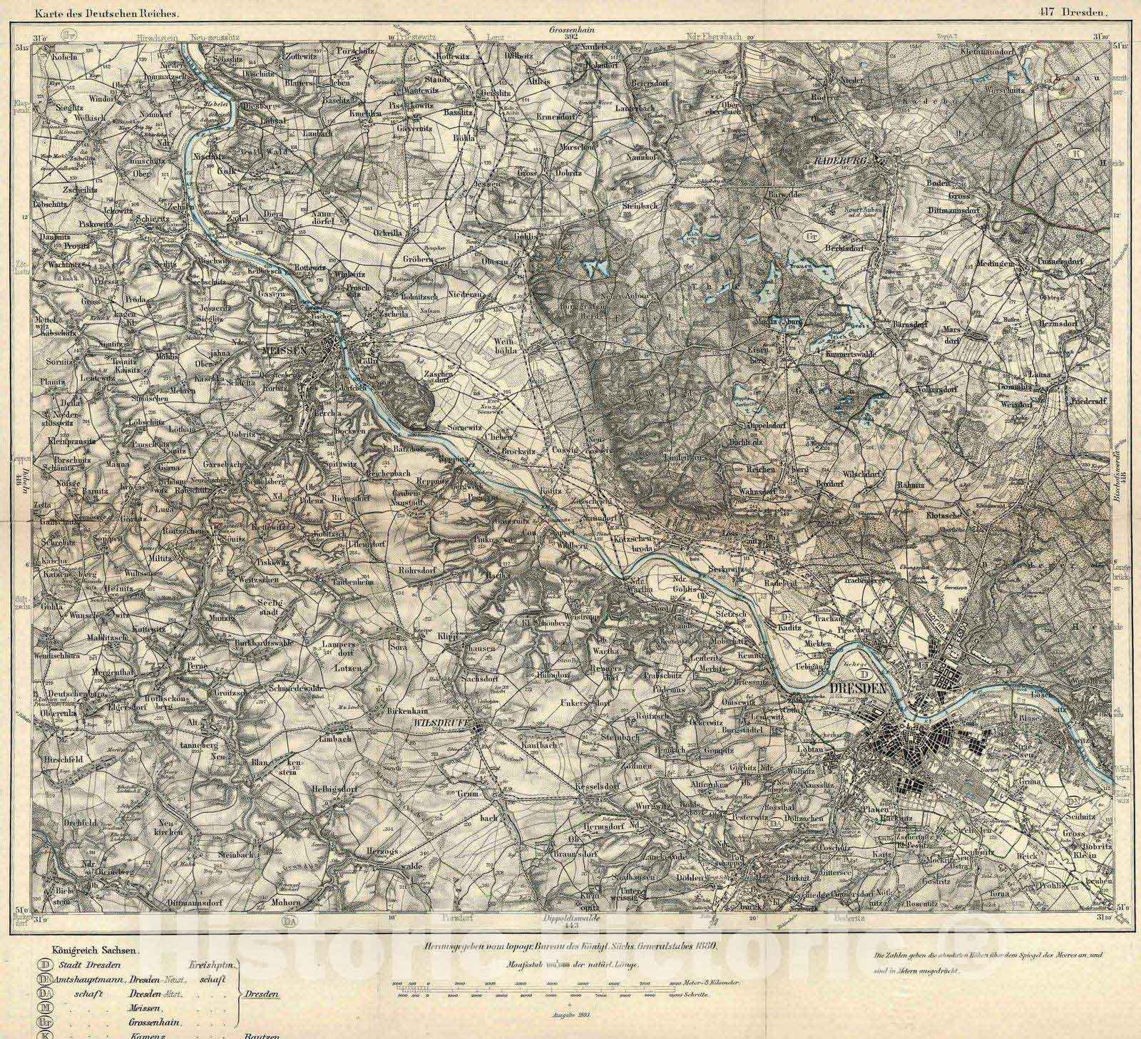 Historic Map : National Atlas - 1893 Composite: 417. Dresden. - Vintage Wall Art