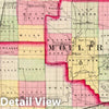 Historic Map : 1870 Macon, Moultrie, Shelby counties. - Vintage Wall Art