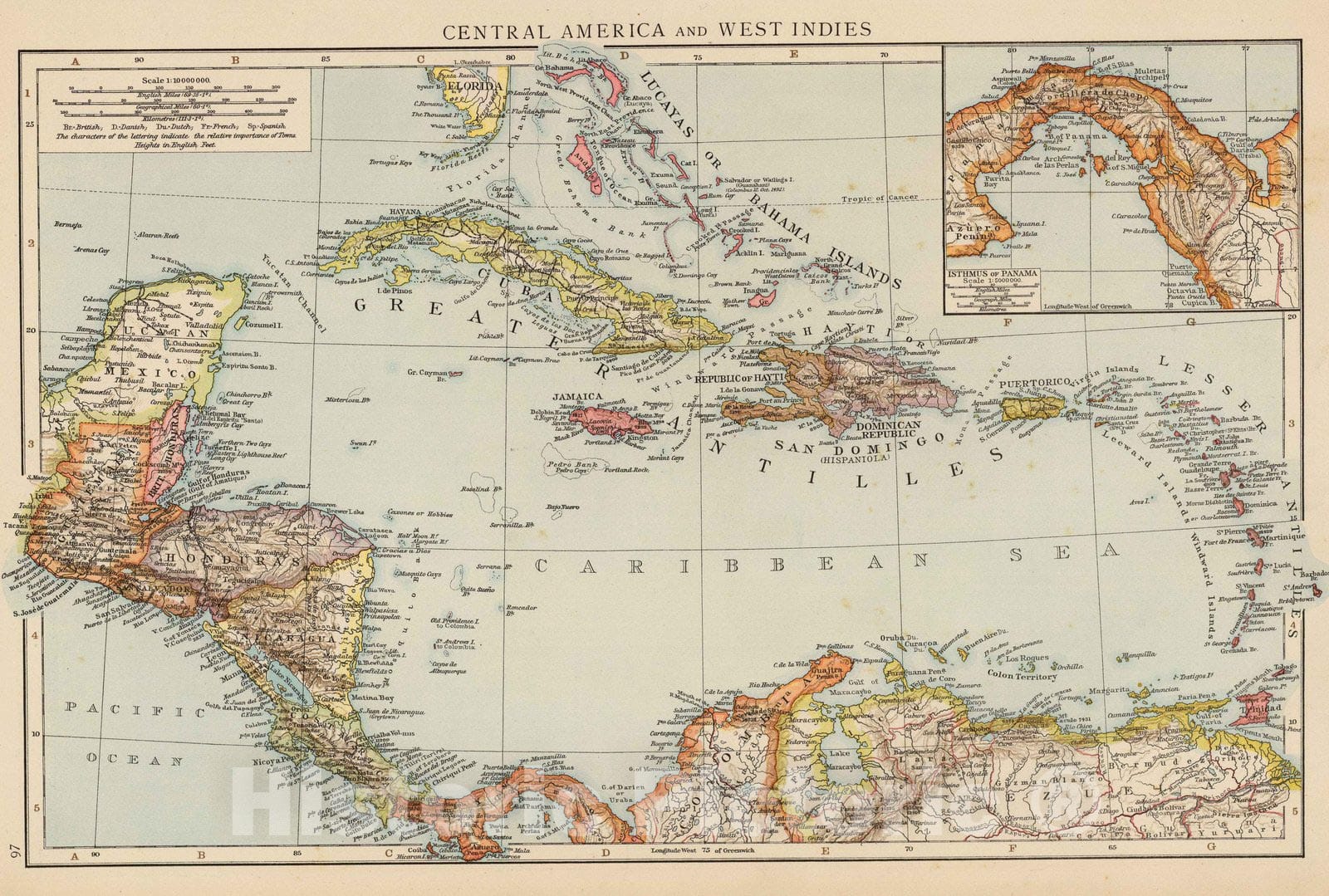 Historic Map : 1895 Central America. - Vintage Wall Art