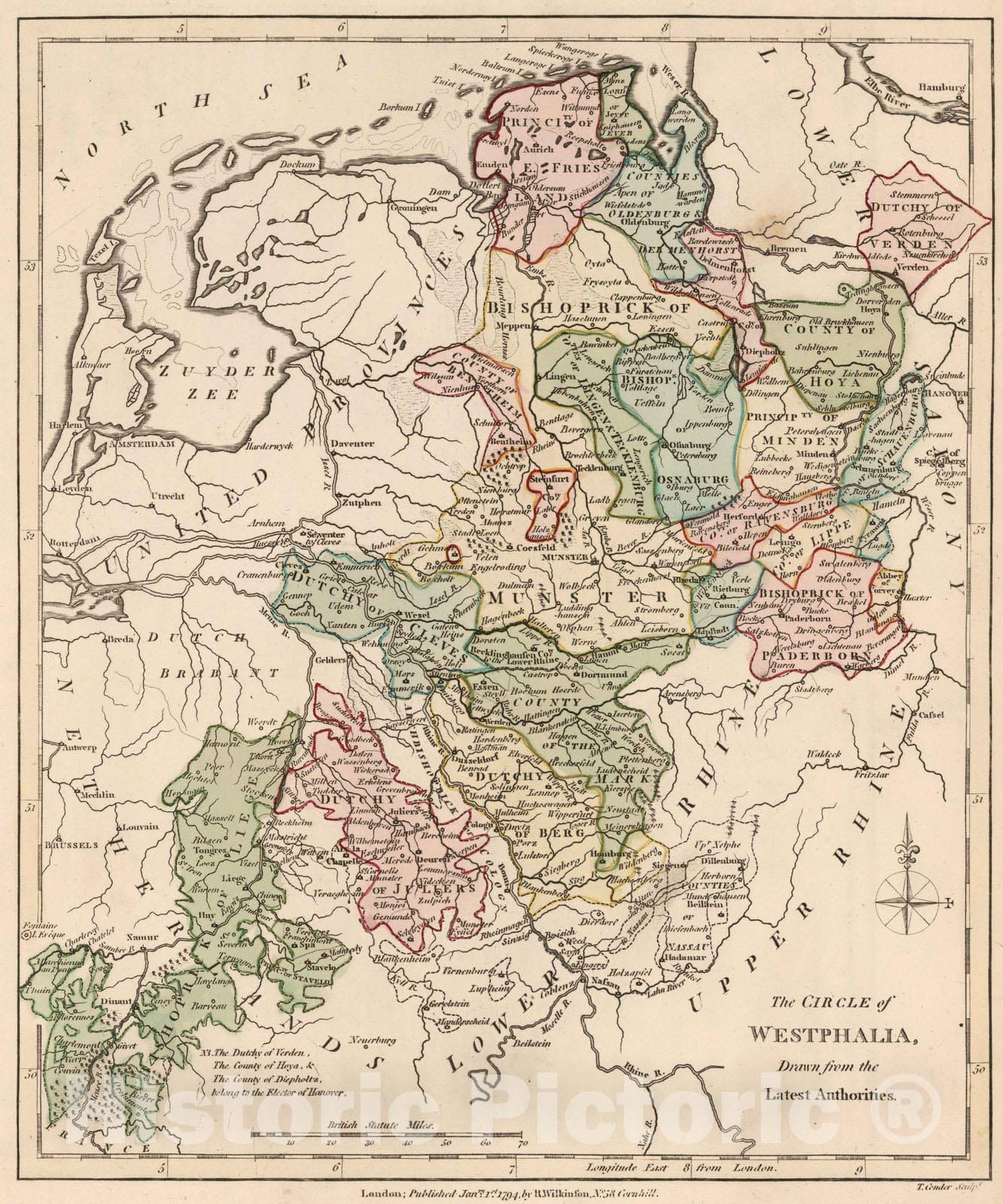 Historic Map : 1794 Wesphalia. v1 - Vintage Wall Art