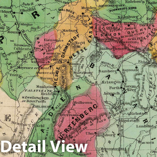 Historic Map : School Atlas - 1845 Political Map Of Germany - Vintage Wall Art