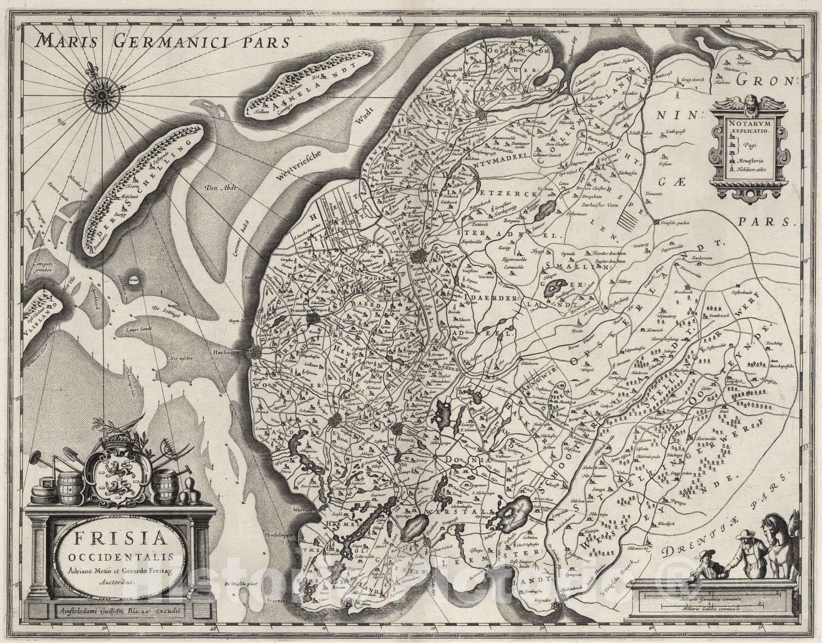 Historic Map : 1630 Frisia Occidentalis. - Vintage Wall Art