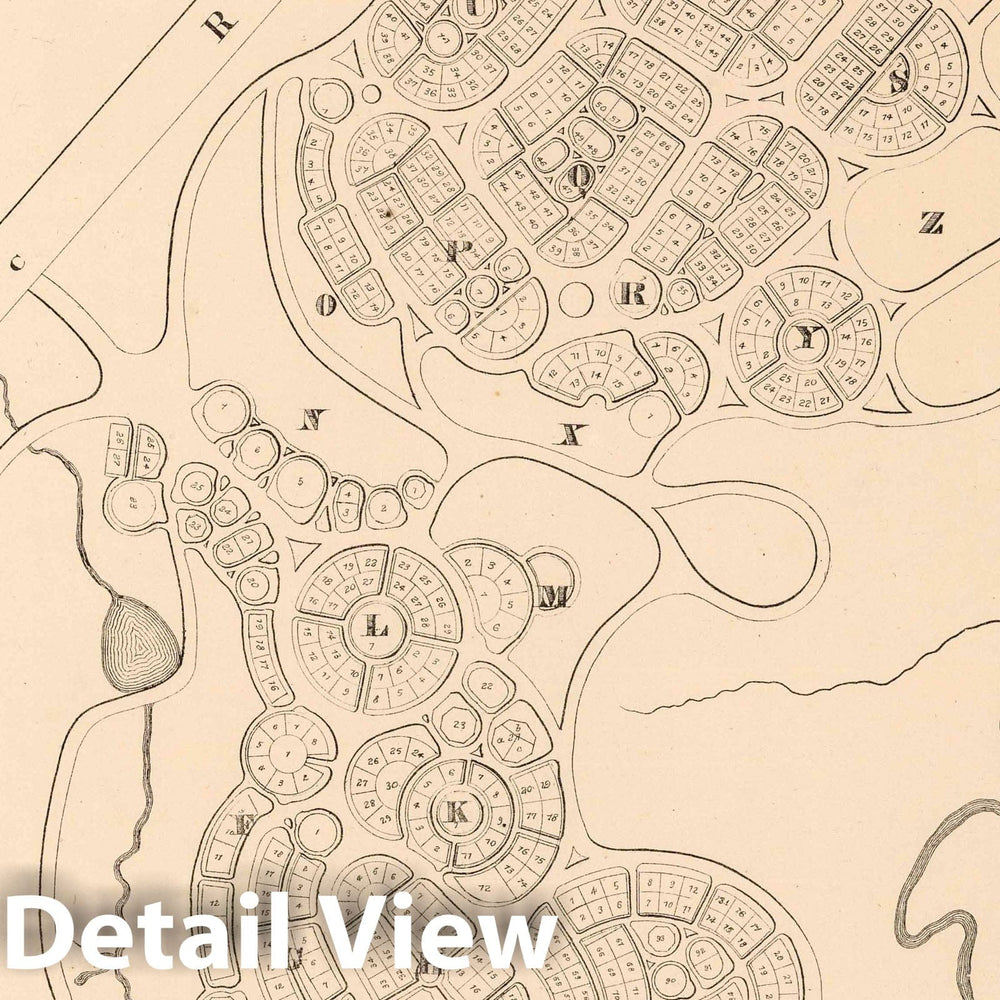 Historic Map : 1864 Brookside Cemetery, Watertown, New York. - Vintage Wall Art