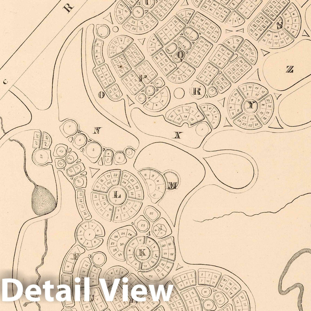 Historic Map : 1864 Brookside Cemetery, Watertown, New York. - Vintage Wall Art