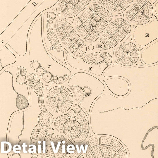 Historic Map : 1864 Brookside Cemetery, Watertown, New York. - Vintage Wall Art