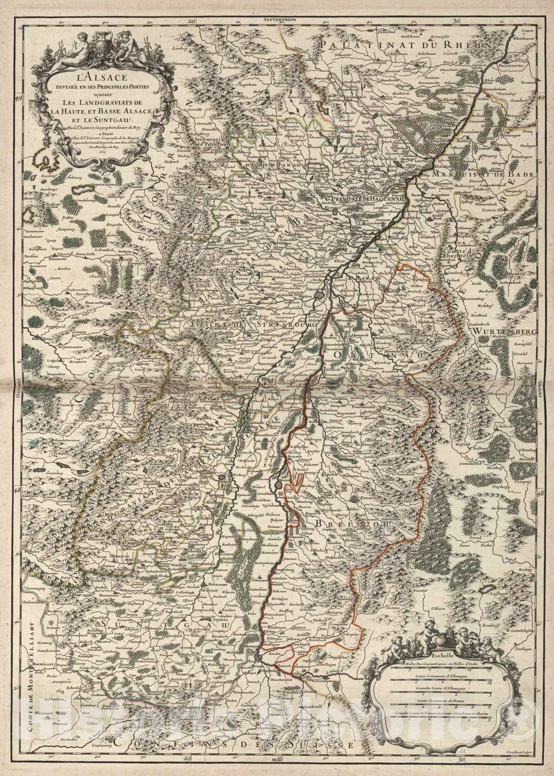Historic Map : Alsace , France 1704 L'Alsace. , Vintage Wall Art