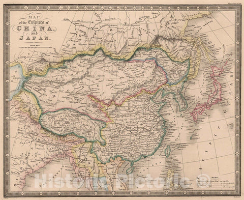 Historic Map : 1864 Map of the Empire of China and Japan - Vintage Wall Art