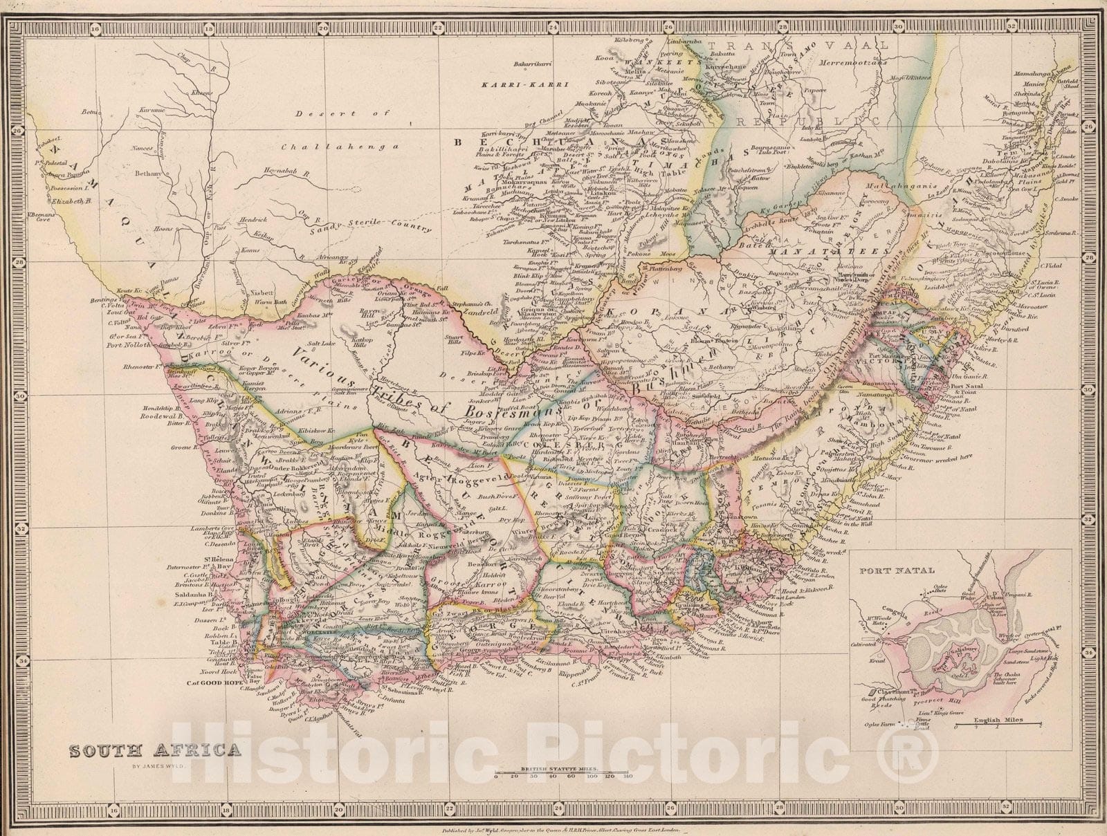 Historic Map : 1864 South Africa - Vintage Wall Art