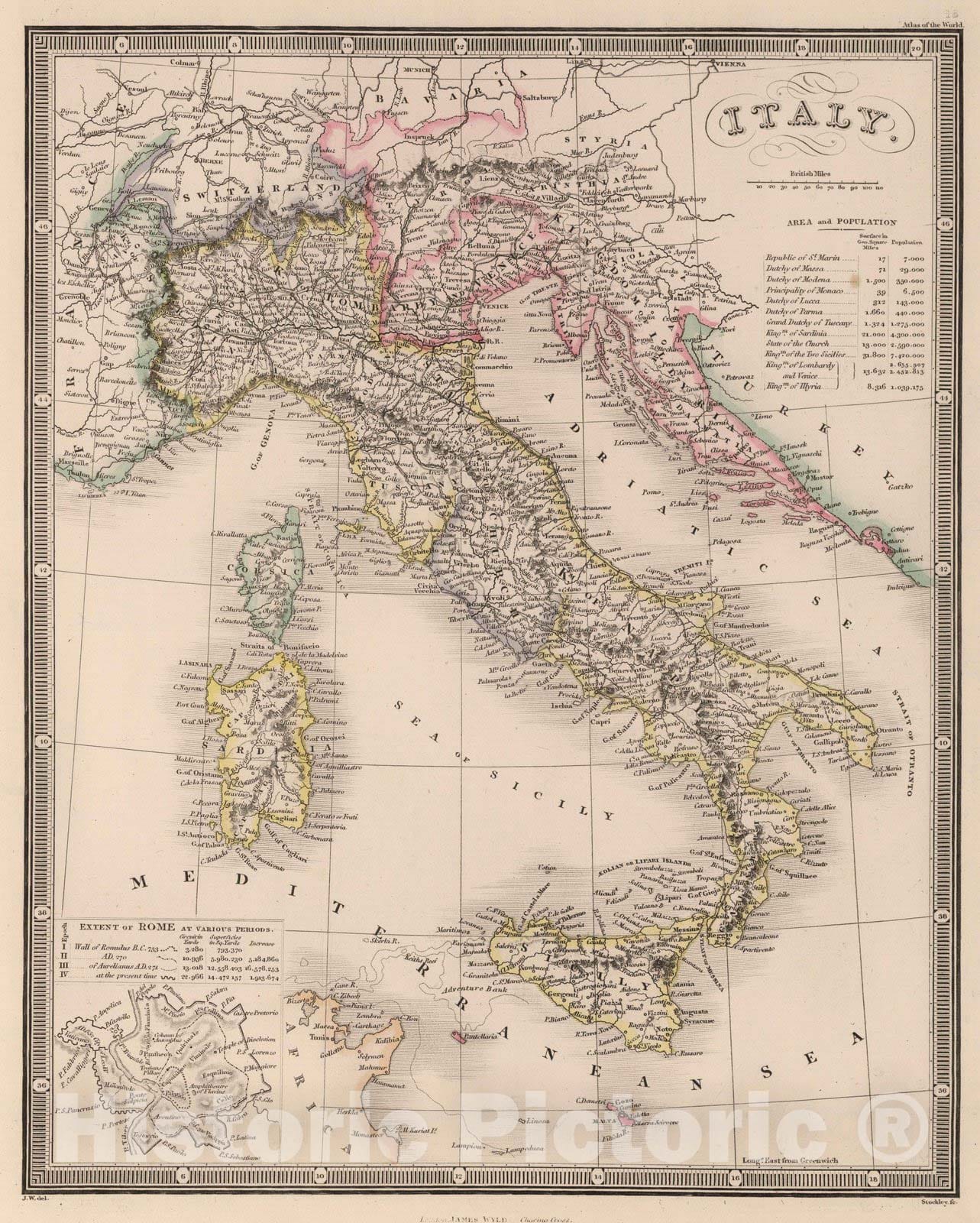 Historic Map : 1864 Italy : Vintage Wall Art