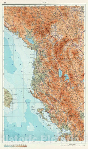 Historic Map : 1967 98. Albania. The World Atlas. - Vintage Wall Art
