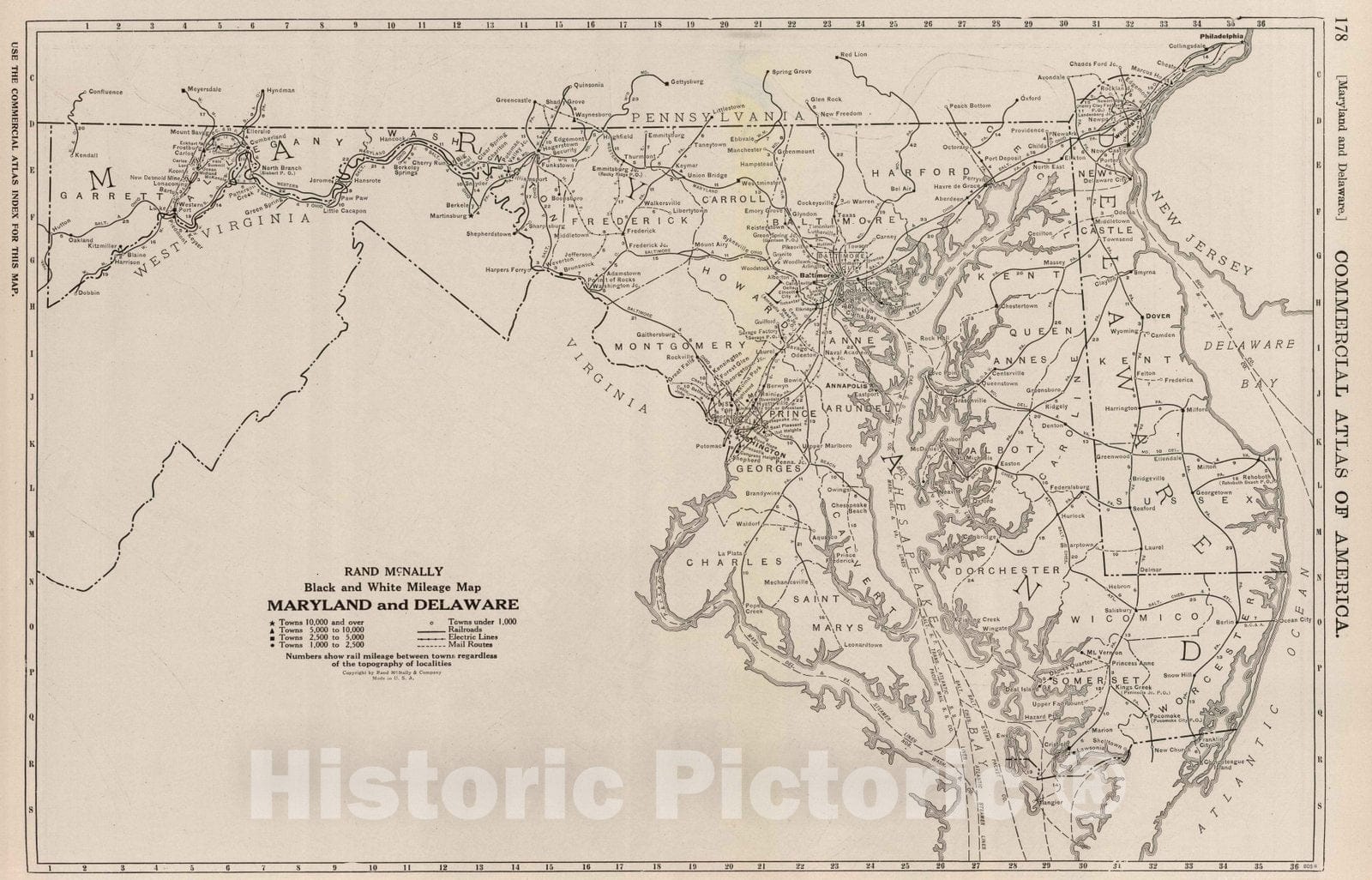 Historic Map : 1924 Maryland and Delaware. v1 - Vintage Wall Art