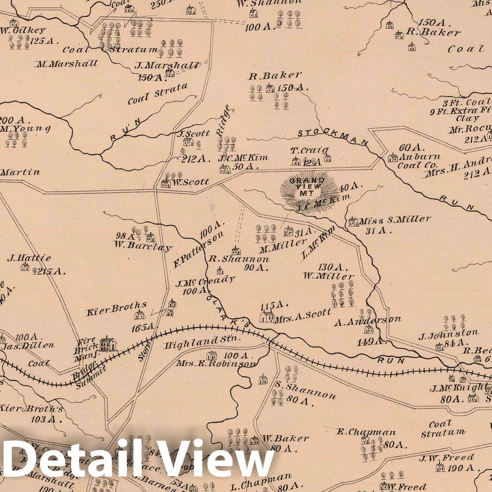 Historic Map : 1876 Big Beaver Township, Beaver County, PA. - Vintage Wall Art