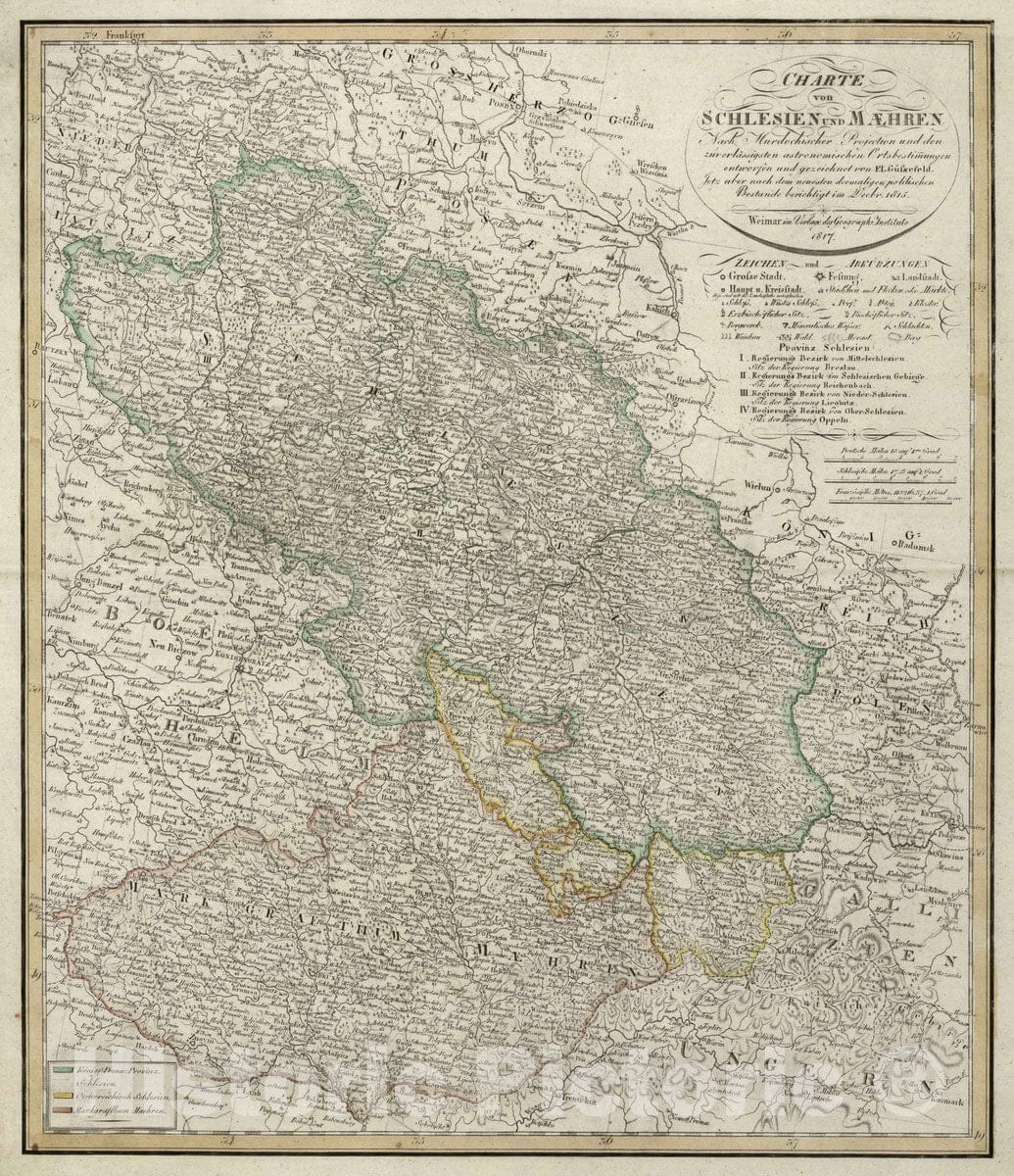 Historic Map : 1817 XII. Silesia and Moravia. - Vintage Wall Art