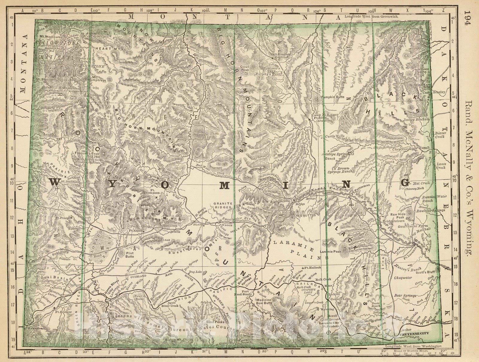 Historic Map : National Atlas - 1879 Wyoming. - Vintage Wall Art