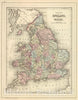 Historic Wall Map : 1884 England, Wales. - Vintage Wall Art