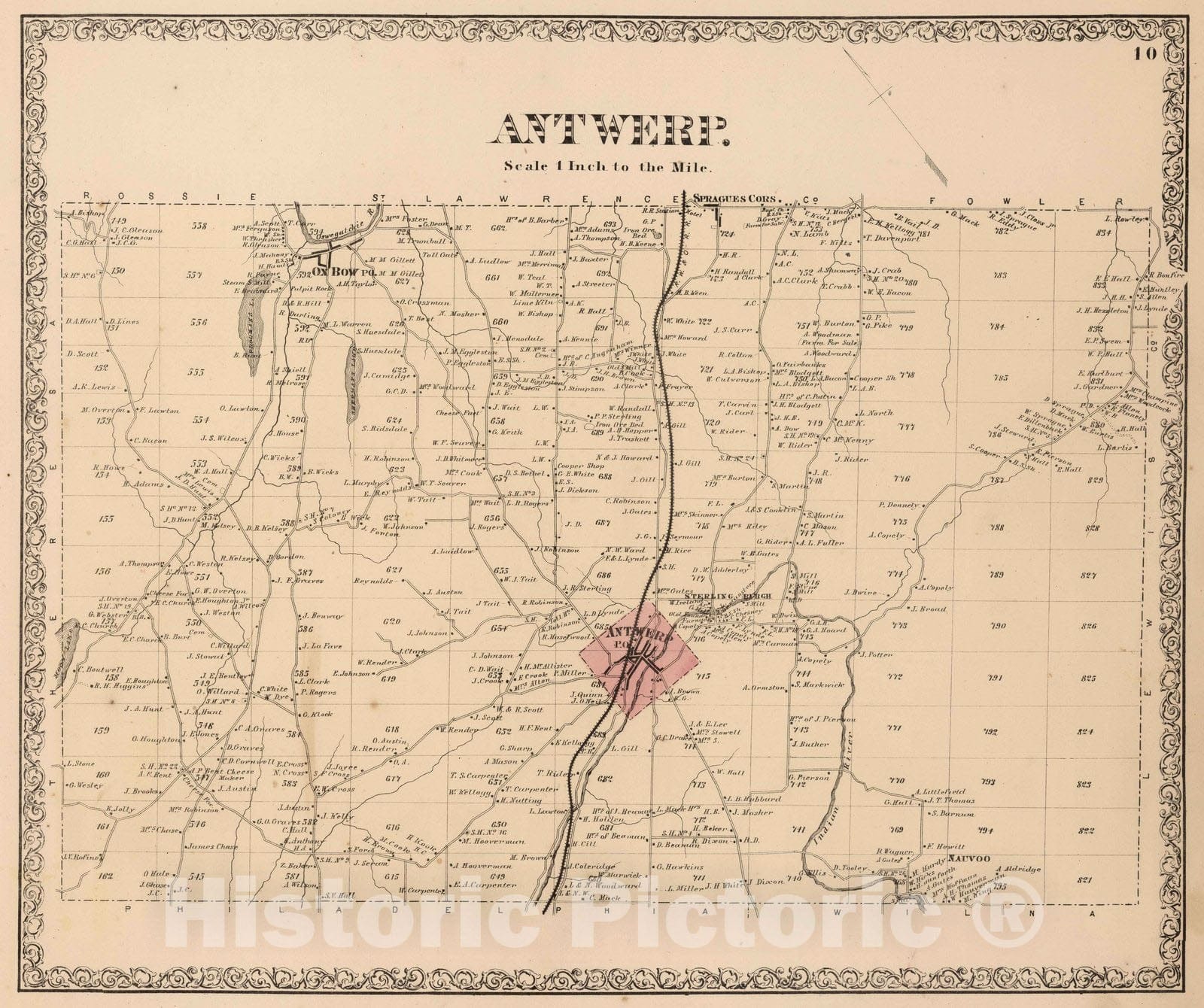 Historic Map : 1864 Antwerp, Jefferson County, New York. - Vintage Wall Art