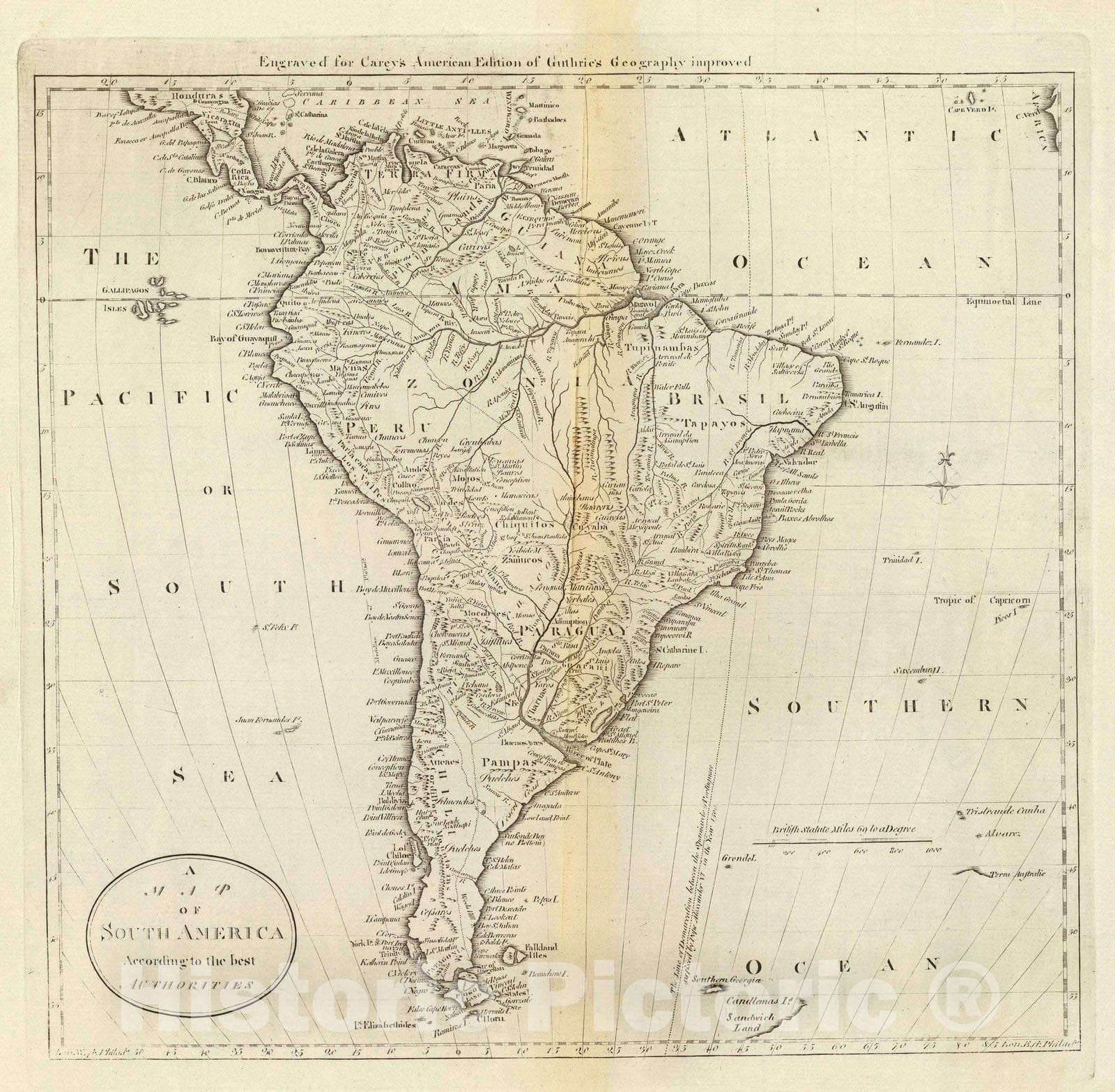 Historic Map : 1796 Map of South America. - Vintage Wall Art
