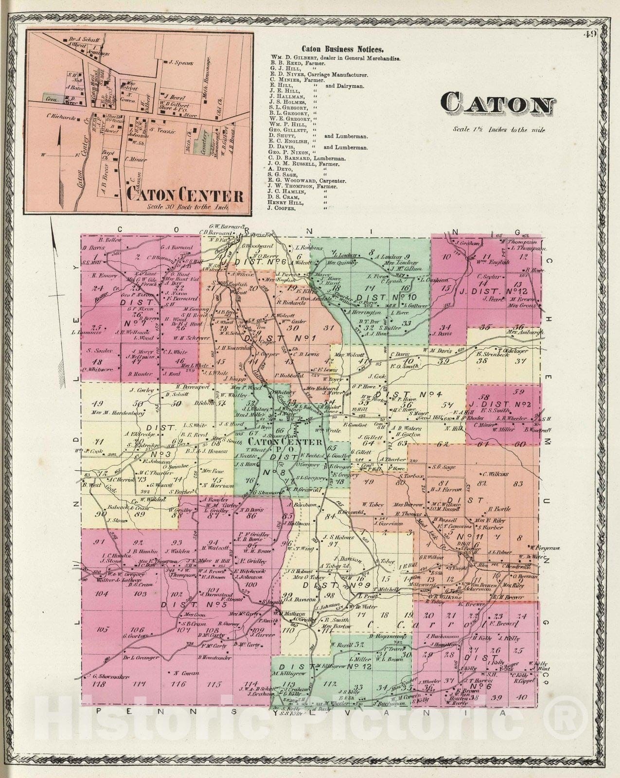 Historic Map : 1873 Caton. - Vintage Wall Art