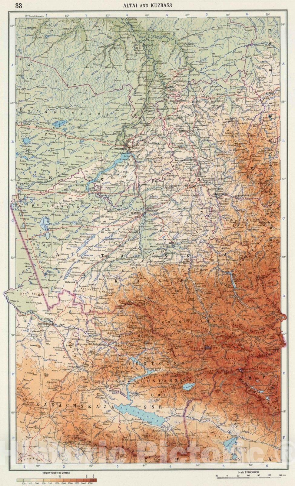 Historic Map 1967 33 Altai And Kuzbass The World Atlas Vintage historic-map-1967-33-altai-and-kuzbass-the-world-atlas-vintage