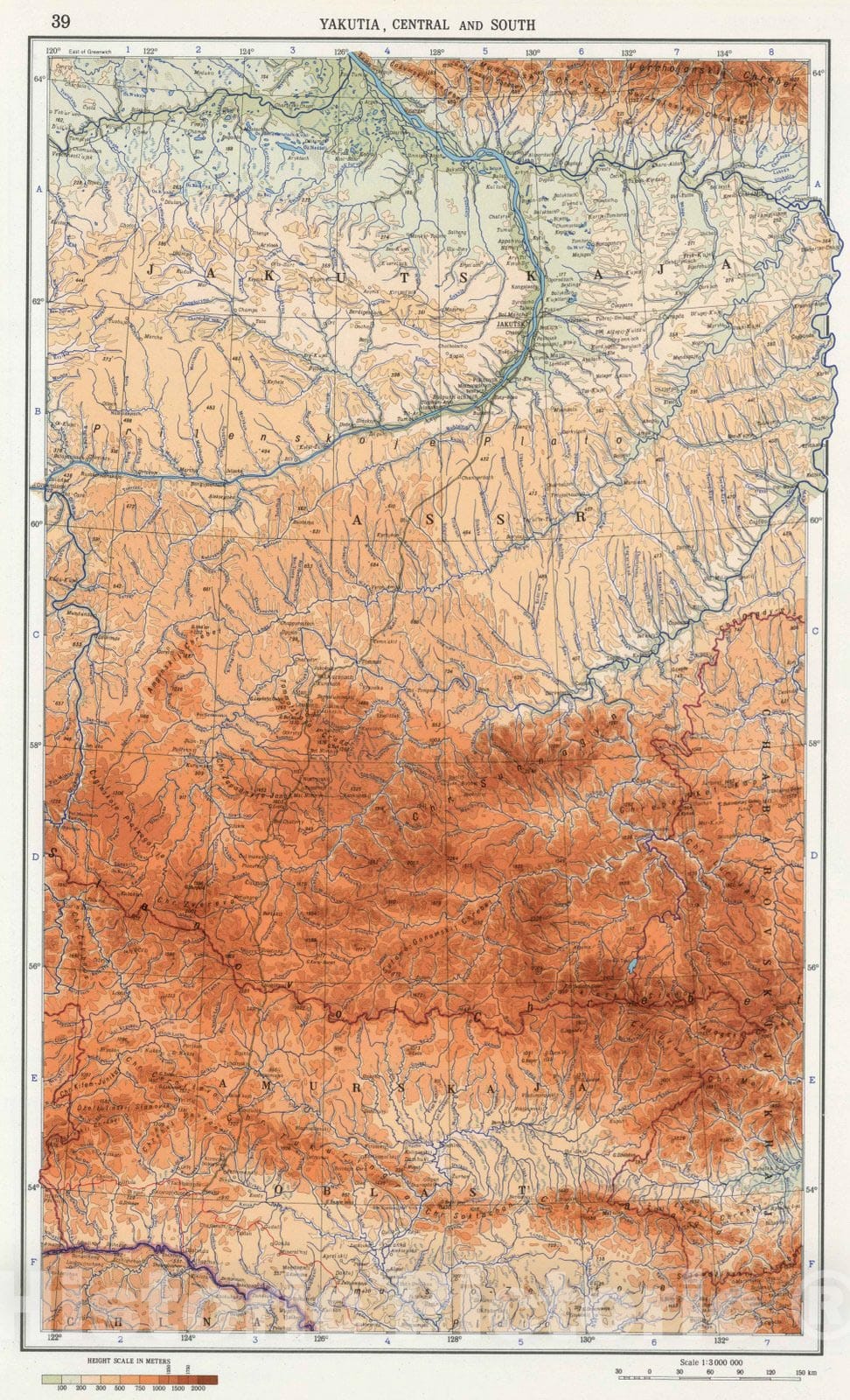Historic Map : 1967 39. Yakutia, Central and South. The World Atlas ...
