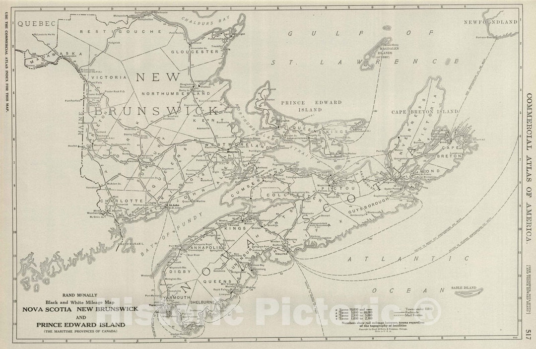 Historic Map : 1924 Nova Scotia, New Brunswick, and Prince Edward Island. v1 - Vintage Wall Art