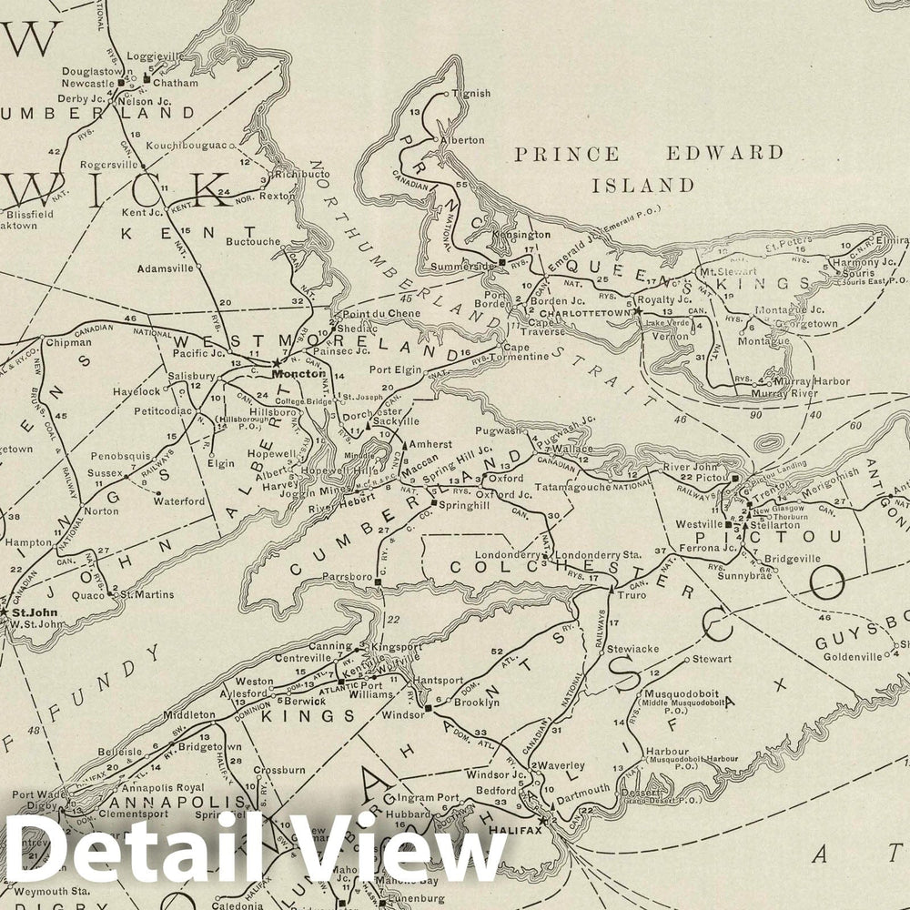 Historic Map : 1924 Nova Scotia, New Brunswick, and Prince Edward Island. v1 - Vintage Wall Art