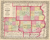 Historic Map : 1870 Jasper, Crawford, Clay, Lawrence, Richland counties. - Vintage Wall Art