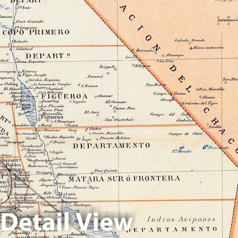 Historic Map : Argentina, Santiago del Estero (Argentina : Province) 1888 Provincia de Santiago del Estero. , Vintage Wall Art