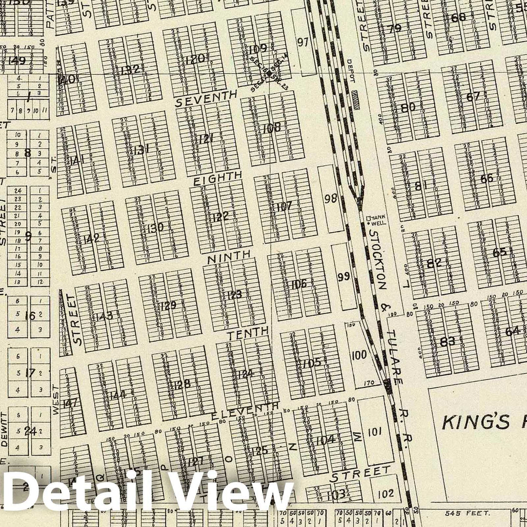 Historic Map : Sanger (Calif), California, 1891 Sanger. , Vintage Wall Art