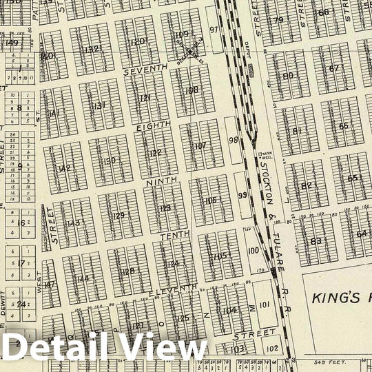 Historic Map : Sanger (Calif), California, 1891 Sanger. , Vintage Wall Art