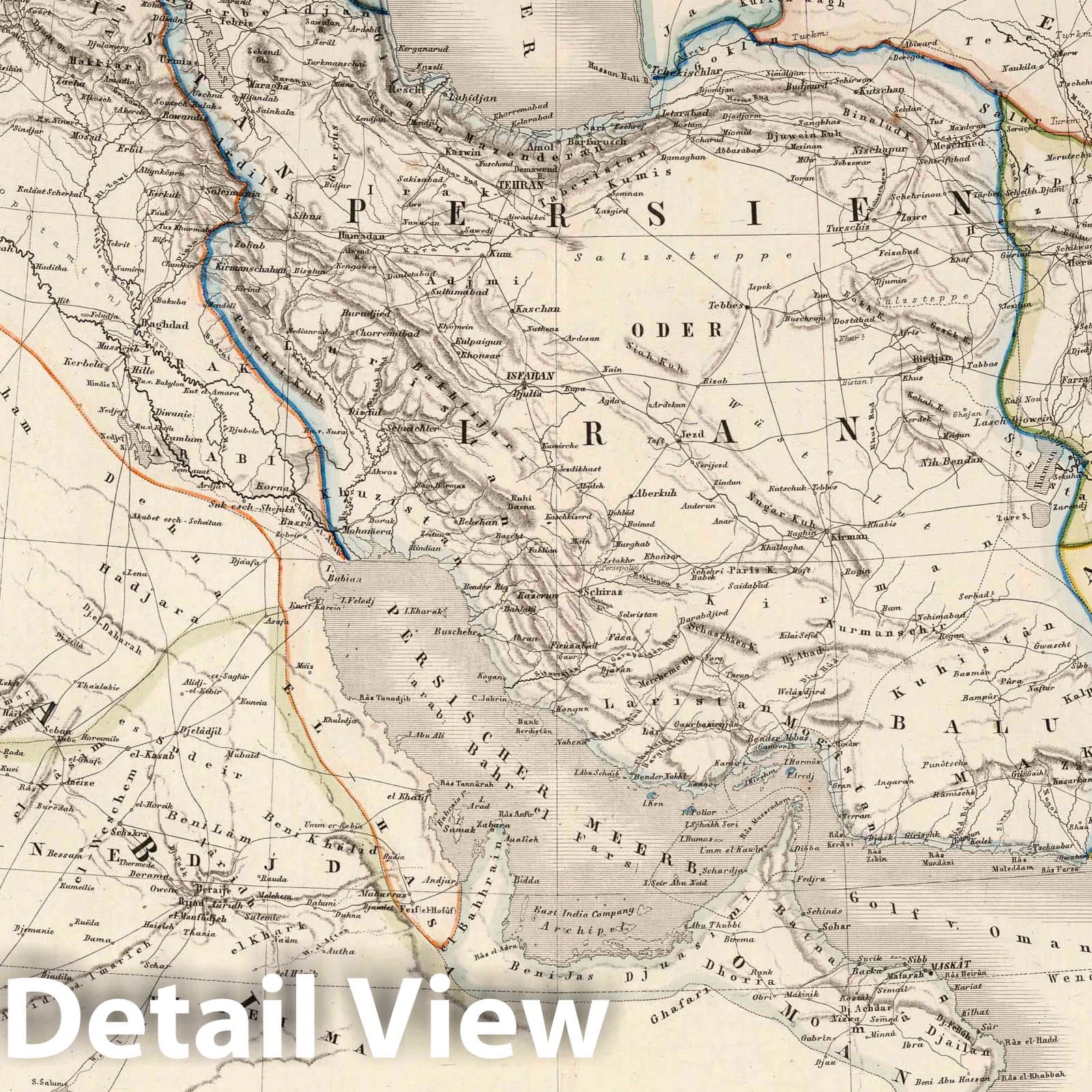 Historic Map : 1879 Asia, Syria, Arabia, Iran and Turan, Balutschistan, Afghanistan, Iraq, and the Caucasus Countries.) - Vintage Wall Art