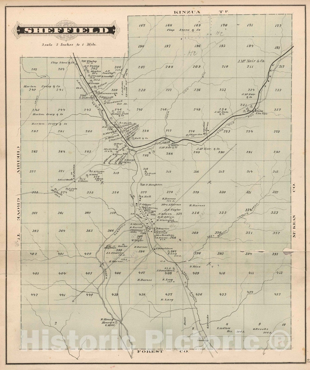 Historic Map : 1878 Sheffield, Warren County, Pennsylvania. - Vintage Wall Art