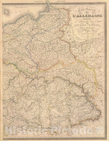 Historic Map : Austria; Germany, Europe, Central 1849 Allemagne orientale. , Vintage Wall Art