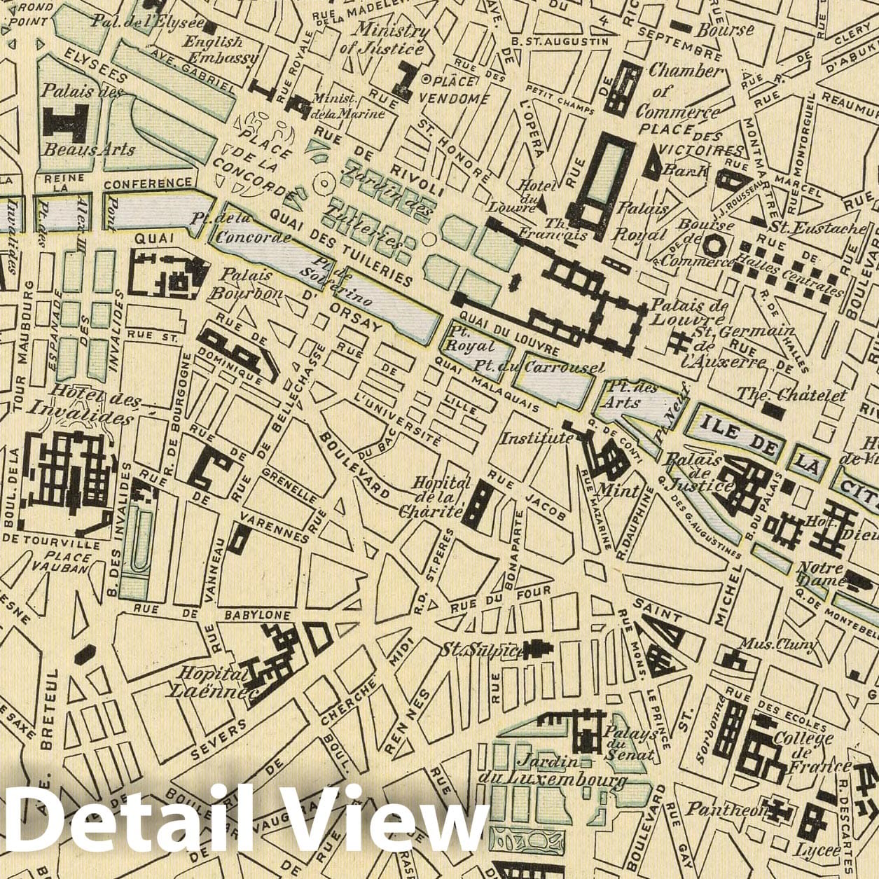 Historic Map : Paris , France, 1901 Paris , Vintage Wall Art