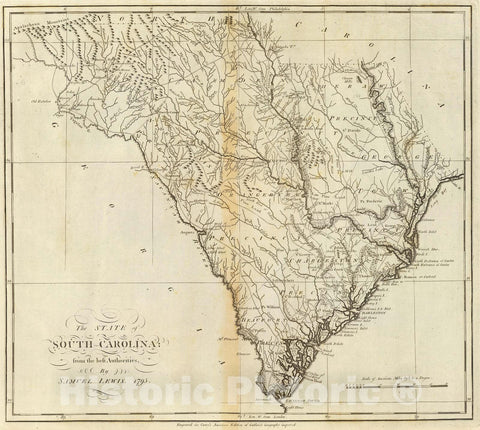 Historic Map : 1796 State of South Carolina. - Vintage Wall Art