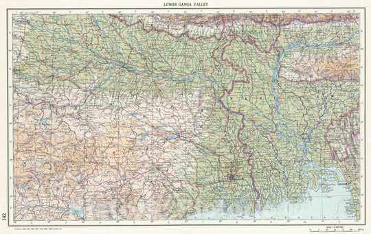 Historic Map : 1967 142. Lower Ganga (Ganges) Valley. The World Atlas. - Vintage Wall Art