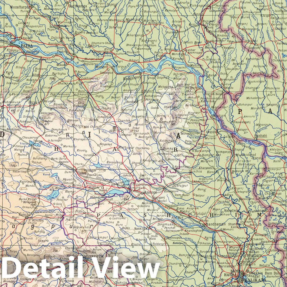 Historic Map : 1967 142. Lower Ganga (Ganges) Valley. The World Atlas. - Vintage Wall Art