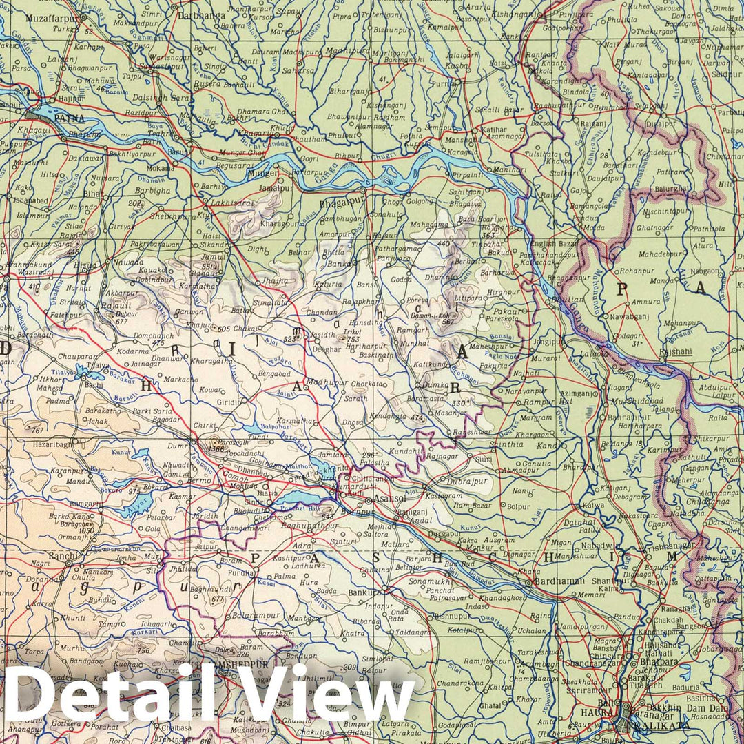 Historic Map : 1967 142. Lower Ganga (Ganges) Valley. The World Atlas. - Vintage Wall Art