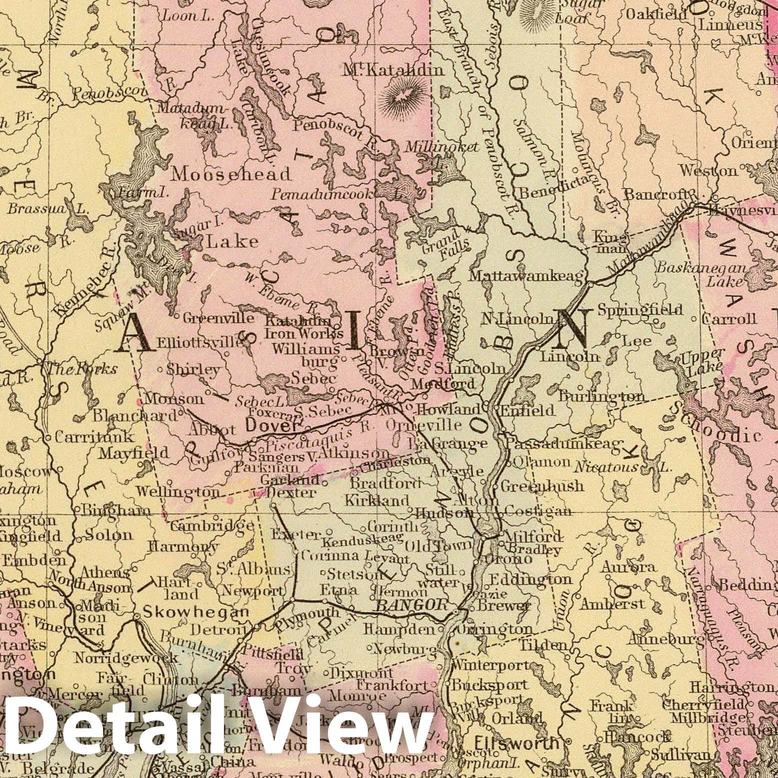 Historic Map : 1880 Maine. - Vintage Wall Art