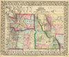Historic Map - 1870 Ore, Wash, Idaho, Mont. - Vintage Wall Art