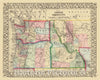 Historic Map - 1870 Ore, Wash, Idaho, Mont. - Vintage Wall Art