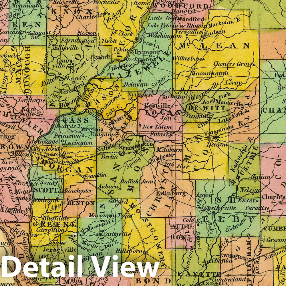 Historic Map : 1845 Illinois. v2 - Vintage Wall Art