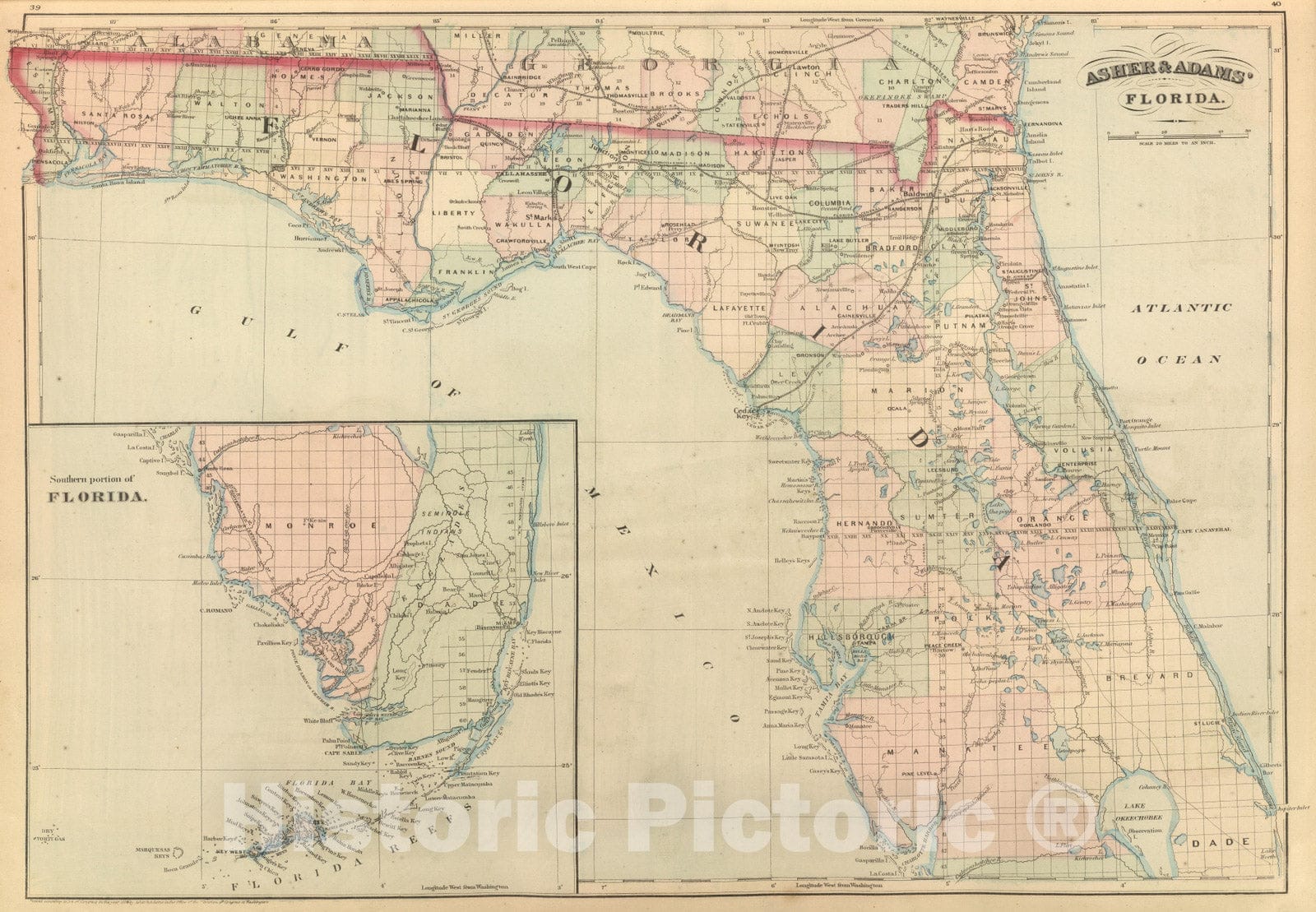 Historic Map : Commercial Reference Book - 1875 Florida. - Vintage Wall Art