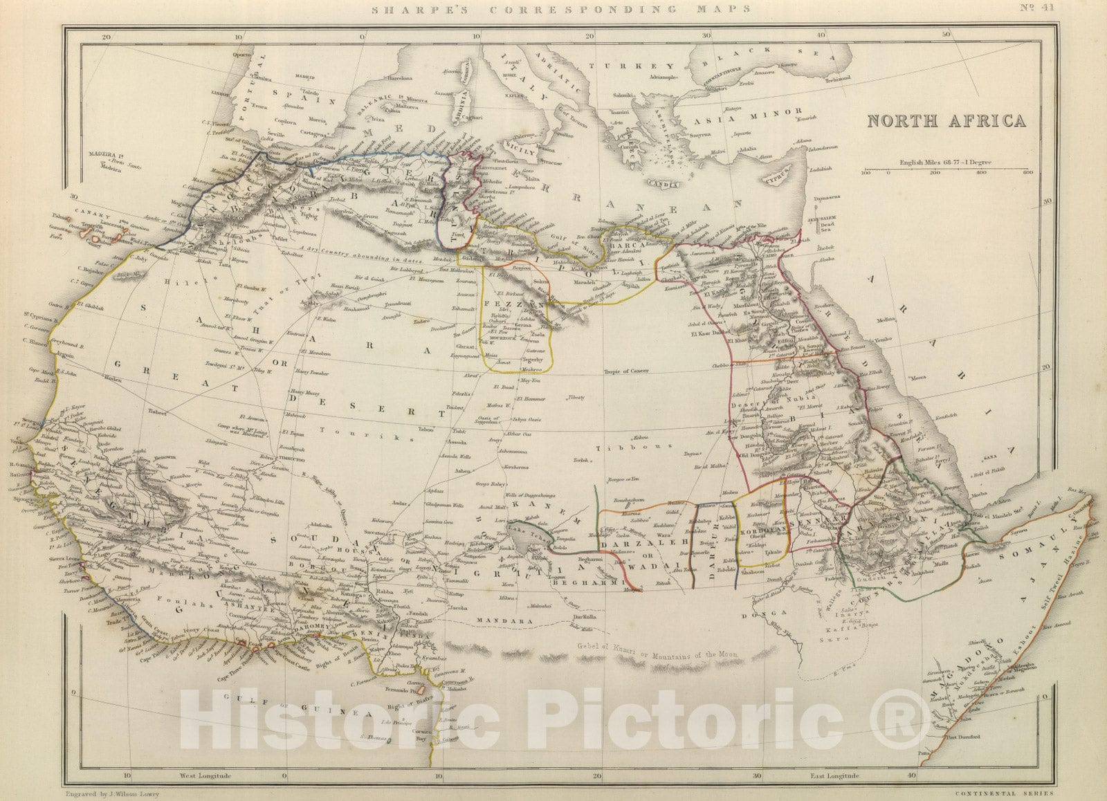 Historic Map : 1848 North Africa. - Vintage Wall Art