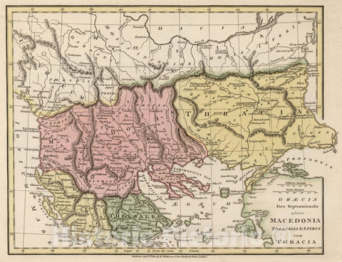 Historic Map : Greece; Macedonia; Albania, 1819 Graecia Pars Septentrionalis aliter Macedonia, Thessalia & Epirus cum Thracia. , Vintage Wall Art