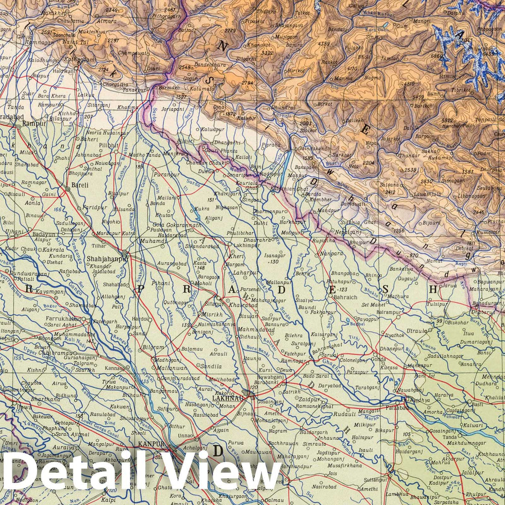 Historic Map : 1967 139. Upper Ganga (Ganges) Valley. Delhi. The World Atlas. - Vintage Wall Art