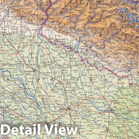 Historic Map : 1967 139. Upper Ganga (Ganges) Valley. Delhi. The World Atlas. - Vintage Wall Art