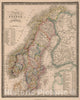 Historic Map : 1864 Kingdoms of Sweden and Noreway - Vintage Wall Art